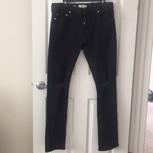 Men’s Topman Black Jeans, Stretch Slim, Size 34L